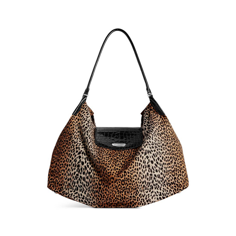 WOMEN'S GENÈVE LARGE HOBO BAG LEOPARD PRINT IN BEIGE