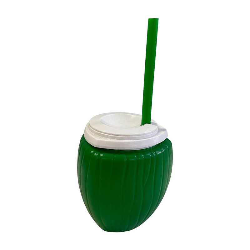 Copo Formato de Coco Verde com Canudo 850 Ml